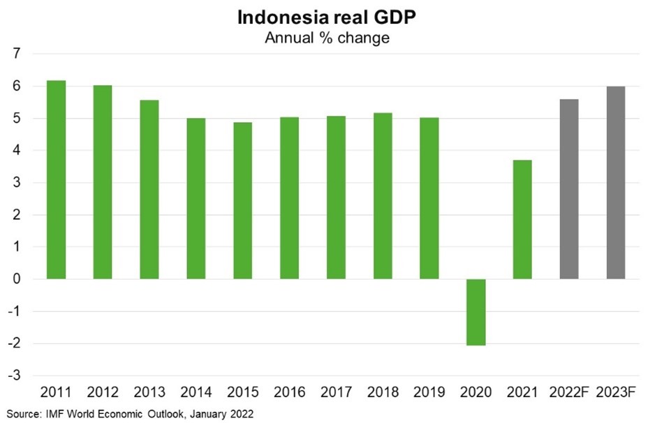 A column chart of Indonesia's real GDP